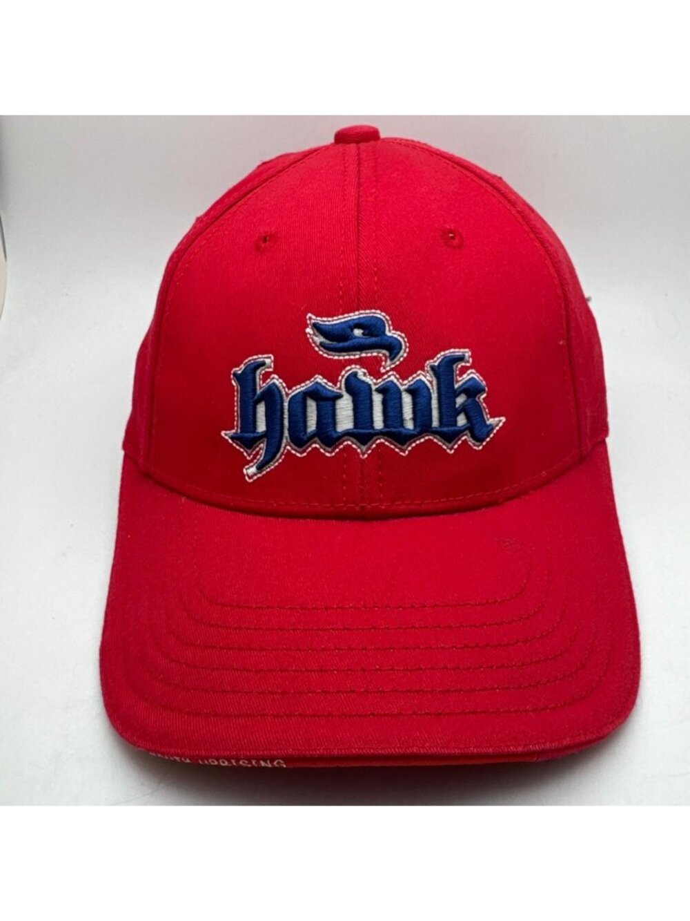 Hawk Baseball Cap Hat Red Blue Embroidered Logo 96% Cotton 4% Spandex